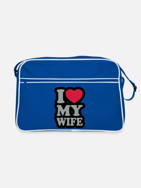 I love my wife - Retro Bag - blue/white - Front