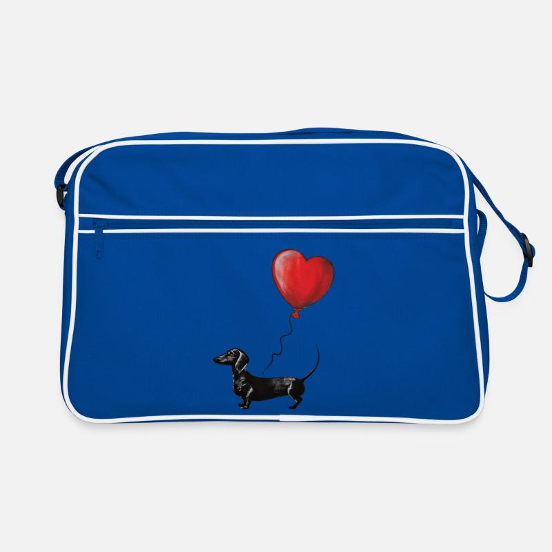 Illustration de teckel ballon de coeur - Sac Retro - bleu/blanc