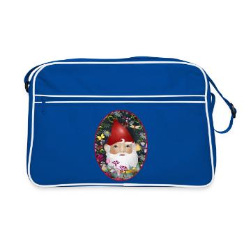Magical Cute Garden Gnome Flowers Garden - Retro Bag - blue/white - Front