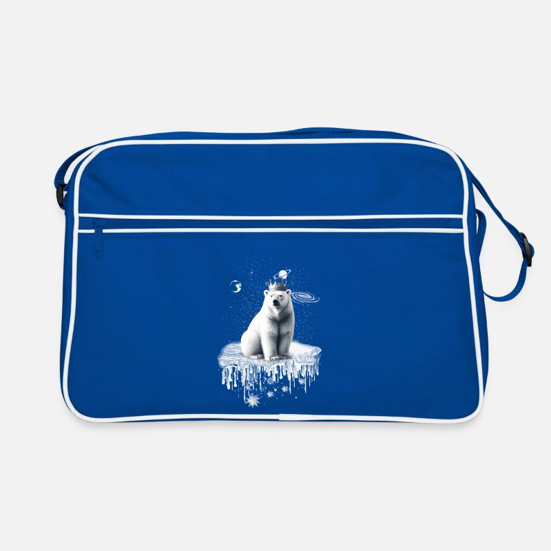 Polar bear with crown on ice floe arctic wildlife Retro Bag