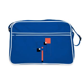 Quadratische Poesie im Korallenrot - Retro Tasche - Blau/Weiß - Vorne