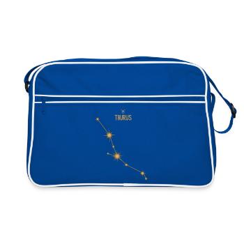 Taureau, signe du zodiaque, constellation d’étoiles, tons dorés - Sac Retro - bleu/blanc - Devant