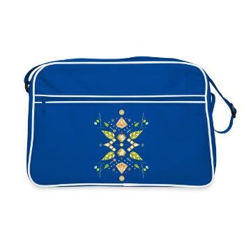 Symbol made of leaves, gemstones, optics & geometry - Retro Bag - blue/white - Front
