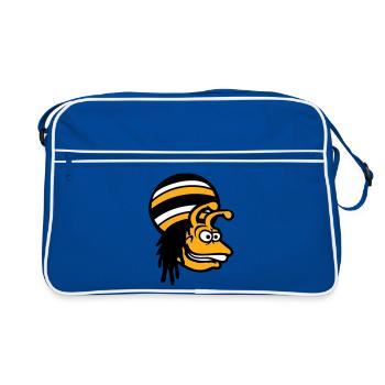 Schnecke Reggae Musik Rasta Haare Mütze Jamaika - Retro Tasche - Blau/Weiß - Vorne