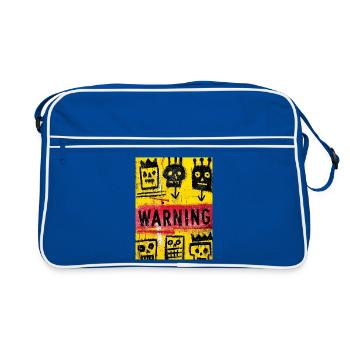 Expressionist Skull Art with Warning Message - Sac Retro - bleu/blanc - Devant