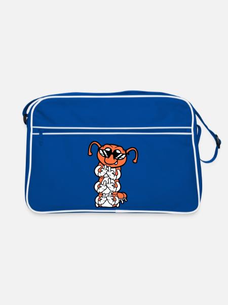 Caterpillar Middle Finger Insult Sunglasses Cool - Retro Bag - blue/white - Front