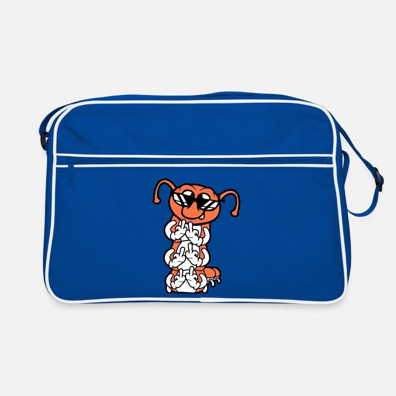 Raupe Mittelfinger Beleidigung Sonnenbrille Cool - Retro Tasche - Blau/Weiß