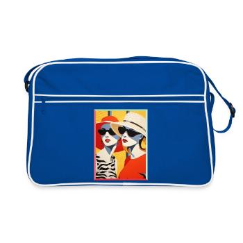 Pop Art Two Women's Beachwear with Sunglasses - Retro Bag - blue/white - Front