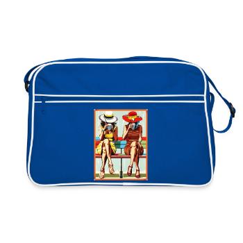 Pop Art Deux Chic Petites amies Dames Chapeaux Café - Sac Retro - bleu/blanc - Devant