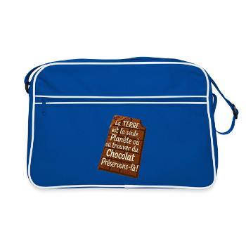 Chocolat Terre Sauvez-la - Sac Retro - bleu/blanc - Devant