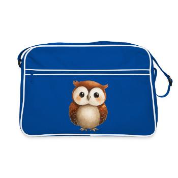 Niedliche Eulenzeichnung – Niedliche Kinderillustration - Retro Tasche - Blau/Weiß - Vorne