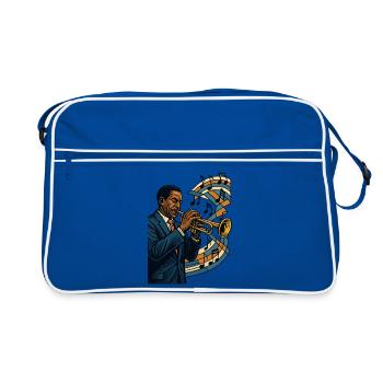 Trompettiste Jazz Bebop Groove Affiche Cadeau - Sac Retro - bleu/blanc - Devant