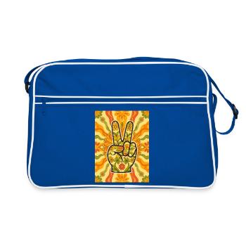 Geste de la main de paix rempli de fleurs - Sac Retro - bleu/blanc - Devant