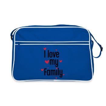 Cute I Love My Family Heart Graphic Gift Art - Retro Bag - blue/white - Front