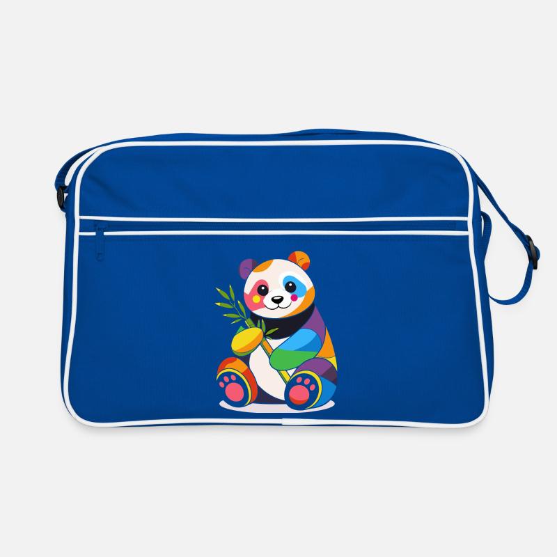 Panda coloré avec du bambou – Design joyeux Sac Retro