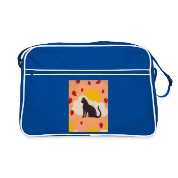 Silhouette d’un chat des nuages sous le soleil fraise - Sac Retro - bleu/blanc - Devant