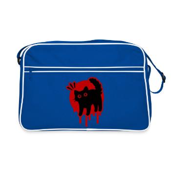 Kater Katze - Retro Tasche - Blau/Weiß - Vorne
