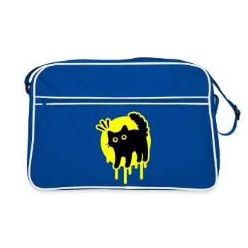 Kater Katze - Retro Tasche - Blau/Weiß - Vorne