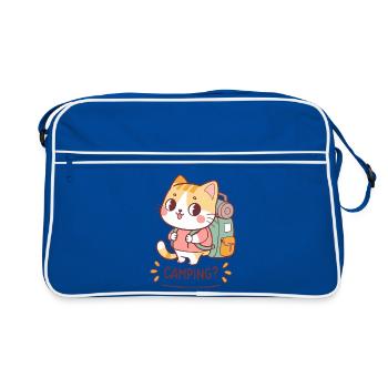 Chat Campeur Kawaii et Backpack - Sac Retro - bleu/blanc - Devant