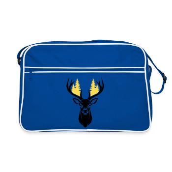 Silhouette de la forêt de tête de cerf - Sac Retro - bleu/blanc - Devant