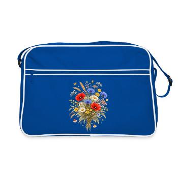 Colorful Wildflower Bouquet Nature Floral Design - Retro Bag - blue/white - Front