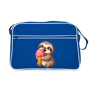 Süßes Faultier mit Eis Cartoon - Retro Bag - blue/white - Front