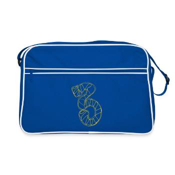 Neon Lines Snake Contour Art: The Yellow 3 - Retro Bag - blue/white - Front