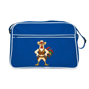 Hahn als Sheriff - Retro Tasche - Blau/Weiß - Vorne
