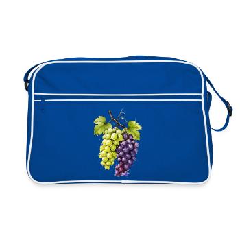 Grappe de raisins aquarelle vert violet - Sac Retro - bleu/blanc - Devant