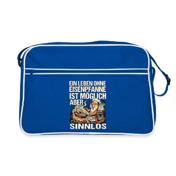 Lustiger BBQ Otter - Retro Tasche - Blau/Weiß - Vorne