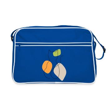 Lineart cat with pastel shapes - Retro Bag - blue/white - Front