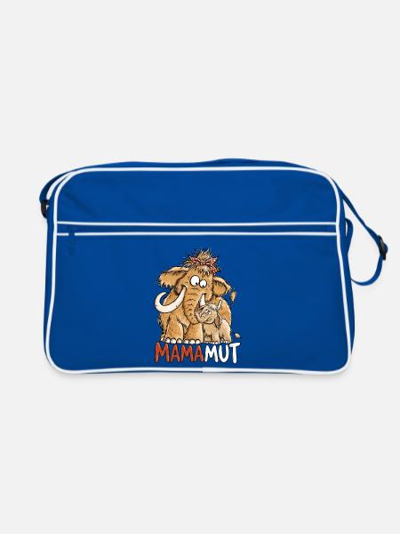 Mamamut Mammut Mama | Lustiges Mama Geschenk - Retro Tasche - Blau/Weiß