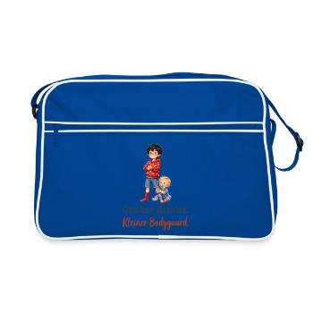 Großer Bruder. Kleiner Bodyguard. – Geschwister - Retro Tasche - Blau/Weiß - Vorne