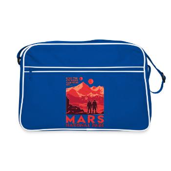 Mars-Nationalpark mit roter Berglandschaft - Retro Tasche - Blau/Weiß - Vorne