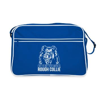 ROUGH COLLIE life is better dog saying Wilsigns - Retro Bag - blue/white - Front