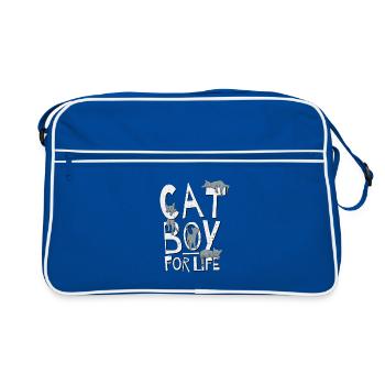 Cat Boy pour la vie ! Détendez-vous Cattitude ! Plaisir des chats - Sac Retro - bleu/blanc - Devant