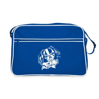Japan Chin Portrait Dogs Dog Wilsigns - Retro Bag - blue/white - Front