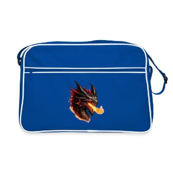 Tête Enflammée du Dragon de Feu - Sac Retro - bleu/blanc - Devant