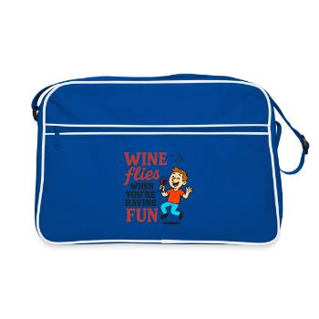 Vin de boisson joyeux texte drôle - Sac Retro - bleu/blanc - Devant