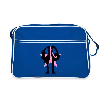 Eiskunstlauf Schlittschuhlauf Eis Figuren Tanz - Retro Tasche - Blau/Weiß - Vorne