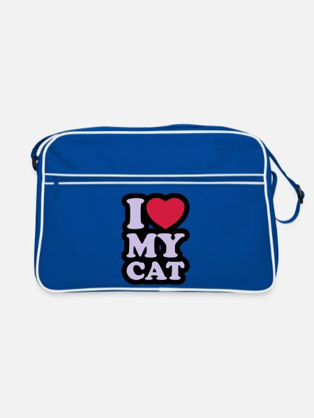 I love my cat - Retro Bag - blue/white - Front