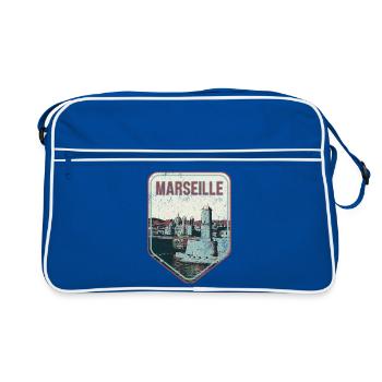 Badge retro, Marseille France est ma ville natale - Sac Retro - bleu/blanc - Devant