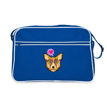 Geometric Dog with Heart - Retro Bag - blue/white - Front