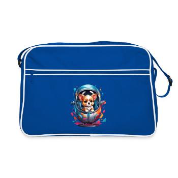 Space puppy in spacesuit - Retro Bag - blue/white - Front