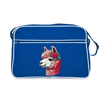Alpaka - Retro Tasche - Blau/Weiß - Vorne