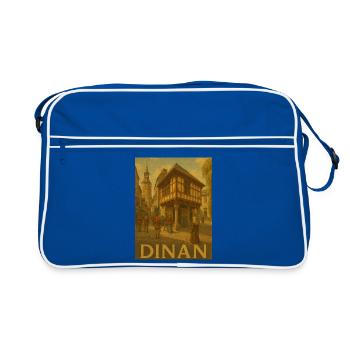Mittelalterliches Stadtleben in Dinan - Retro Tasche - Blau/Weiß - Vorne