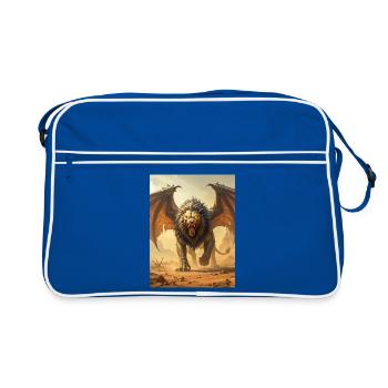 Egyptian Sphinx, lion body - Retro Bag - blue/white - Front