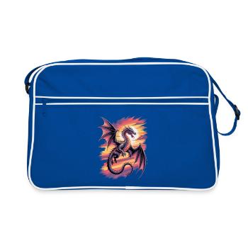 Fantasy dragon at sunset - Retro Bag - blue/white - Front