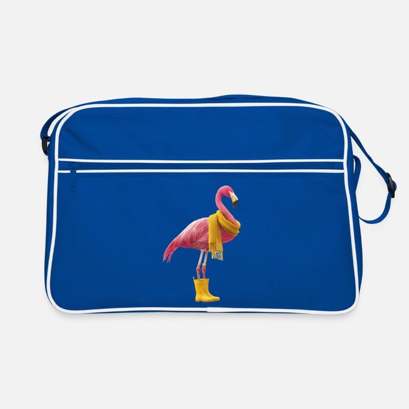 Flamant rose ludique avec écharpe jaune et bottes Sac Retro