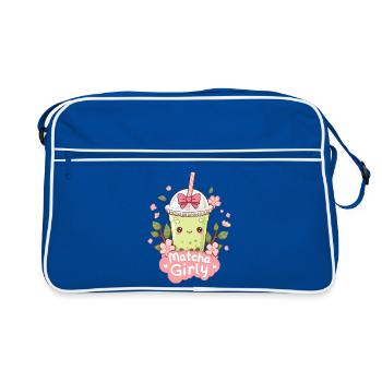 Kawaii Iced Matcha Latte with Cherry Blossoms - Retro Bag - blue/white - Front